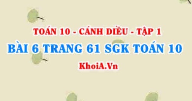 Bài 6 trang 61 SGK Toán 10 tập 1 Cánh Diều